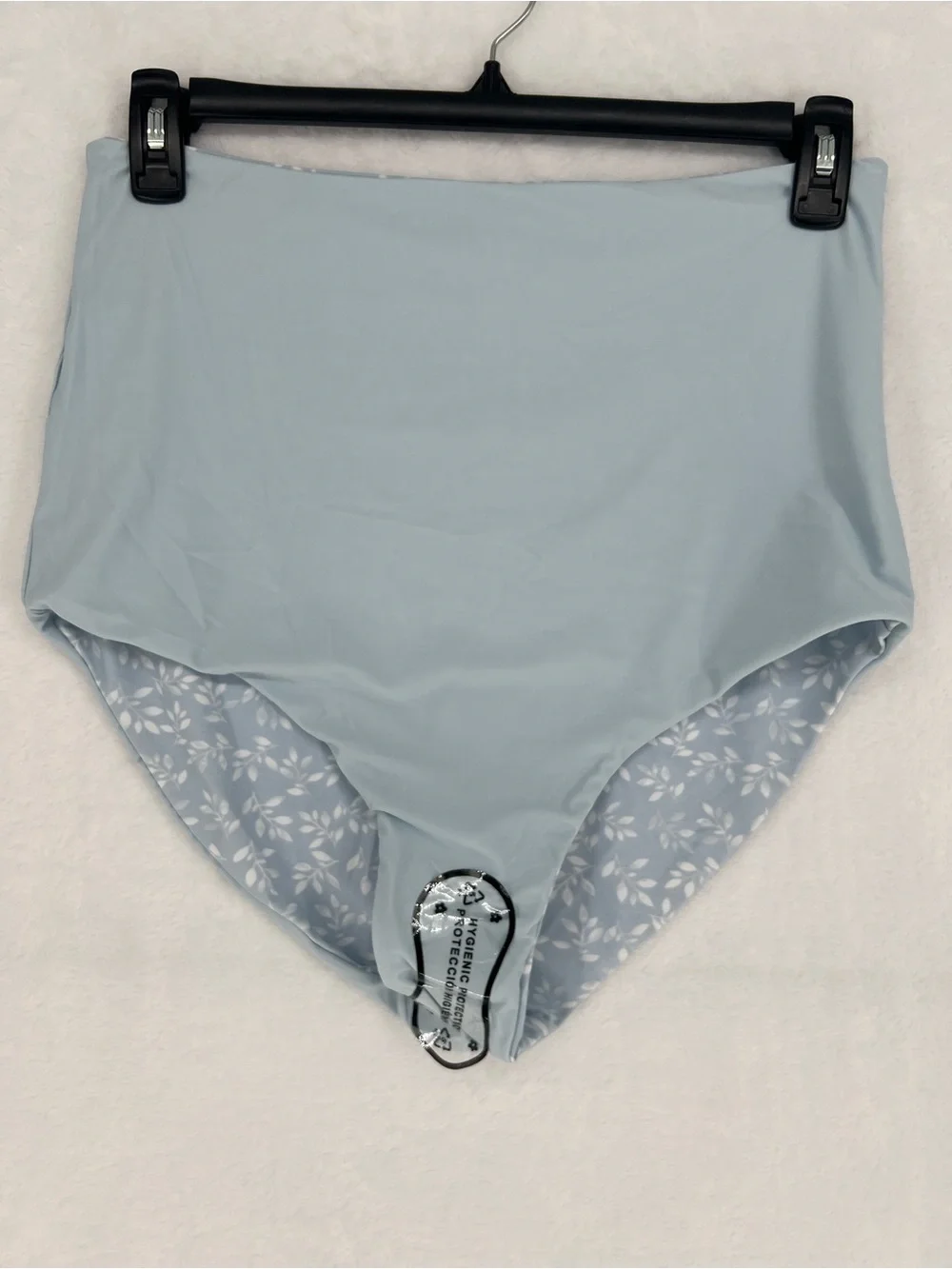 Coral Reef Swim Bali Powder Blue Reversible Ultra High Waisted Leaves Sz XL NWT
